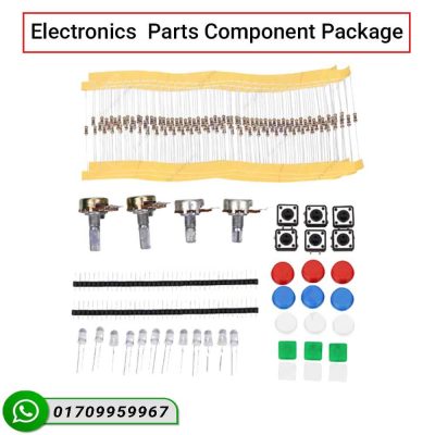 Electronics Parts Component Package for DIY projects including Arduino, Raspberry Pi, resistors, LEDs, and more – available at HTE Bangladesh.