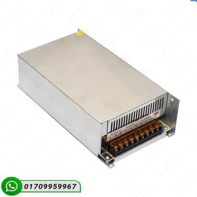 24V 20A SMPS Power Supply with industrial cooling fan and aluminum casing.