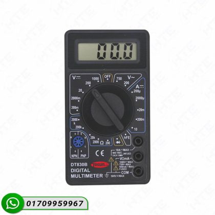 DT830D Digital Multimeter with LCD Display and Probes.
