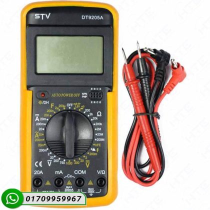 DT9205A Digital Multimeter with Test Probes - Yellow Model.
