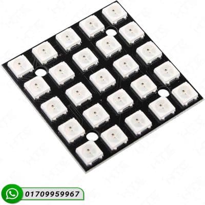 WS2812 5x5 25-Bit RGB LED Matrix Panel Front View