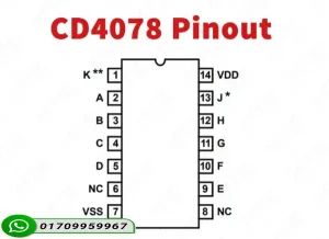 CD4078BE Pinout diagram showing pins 1 to 14 with their respective inputs/outputs