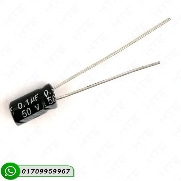 0.1uF 50V radial through-hole aluminum electrolytic capacitor for electronic circuits