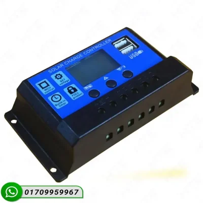 12V 10A PWM Solar Charge Controller with LCD Display & Dual USB Ports