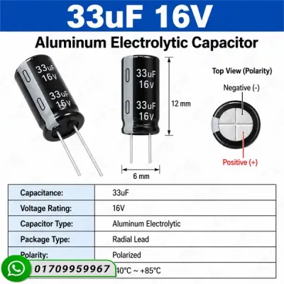 33uF 16V Aluminum Electrolytic Capacitor