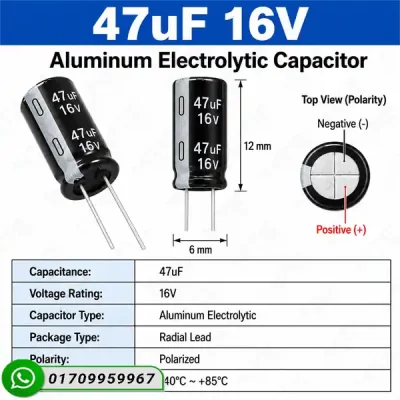 47uF 16V Aluminum Electrolytic Capacitor