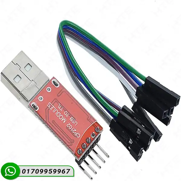 Product hooked up to an Arduino Pro Mini showcasing programming setup.