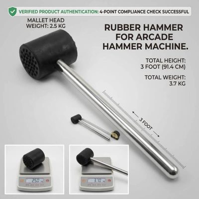 Arcade Hammer Replacement | 3ft Heavy-Duty Rubber Mallet