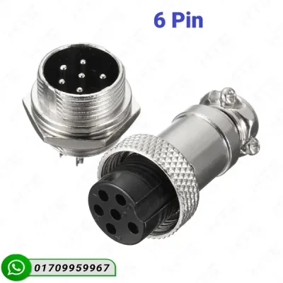 GX16 6-Pin Aviation Connector Pair | Male & Female Threaded Metal Plug & Socket