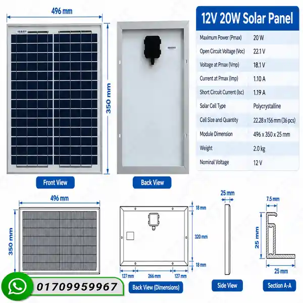 12V 20W Solar Panel