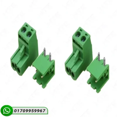 2 Pin Pluggable Terminal Block 5.08mm Pitch Right Angle Set (Male & Female)