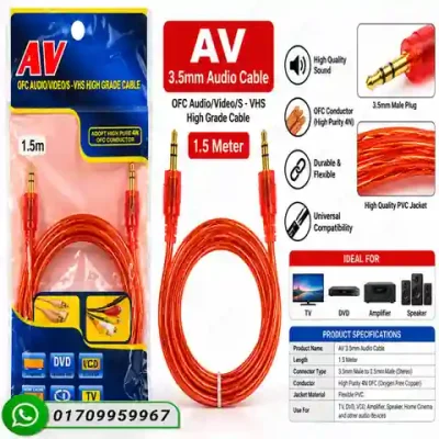 3.5mm Audio Cable 1.5m - Premium Male to Male OFC Aux Cord