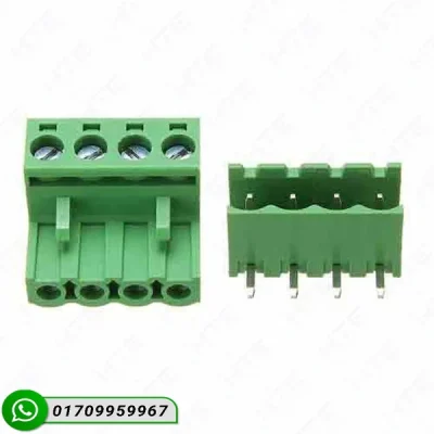 4 Pin 5.08mm Plugable PCB Terminal Block Connector - 300V 15A Green