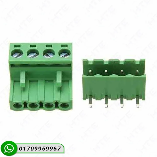 4 Pin 5.08mm Plugable PCB Terminal Block Connector Green Male Female Set