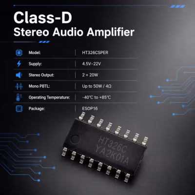 HT326C Class D Stereo Audio Power Amplifier IC
