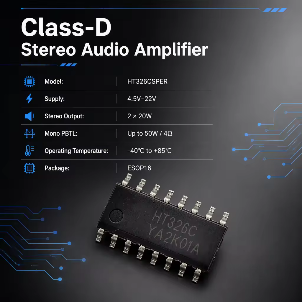 HT326C Class D Stereo Audio Power Amplifier IC