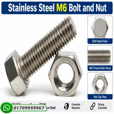 M6 Stainless Steel Bolt and Nut Set (1 Inch / 25mm) | High Quality